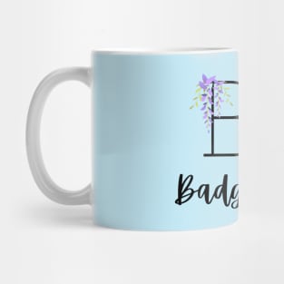 Bridgerton Funny Badger Top Hat Badgerton Purple Flower Wisteria Black Mug